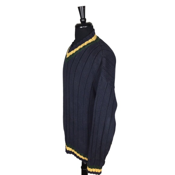 Willis & Geiger Outfitters Mens Striped Cotton V-Neck Pullover Sweater Large - Picture 5 of 13